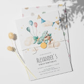 ヴィンテージ水彩飛行機の誕生日パーティー 招待状