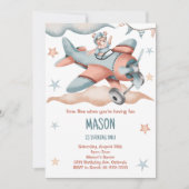 ヴィンテージ水彩飛行機誕生日招待状 招待状 (正面)