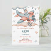 ヴィンテージ水彩飛行機誕生日招待状 招待状 (スタンド正面)