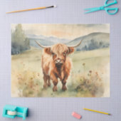ヴィンテージ水彩高原牛 薄葉紙 (クラフト)
