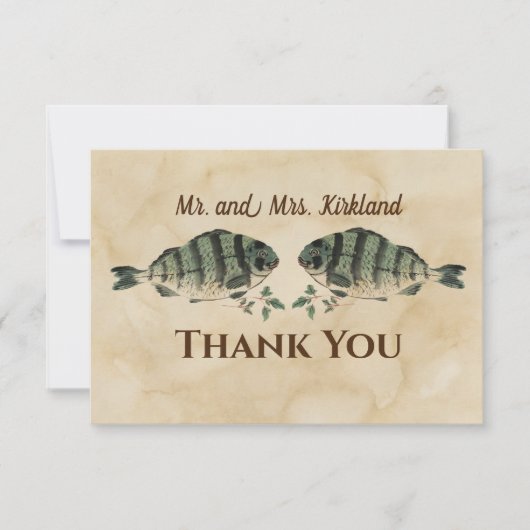 ヴィンテージ水彩魚のカスタマイズカード サンキューカード (正面)