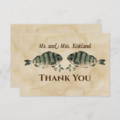 ヴィンテージ水彩魚のカスタマイズカード サンキューカード (正面/裏面)