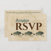 ヴィンテージ水彩魚レセプション Dinner RSVP (正面/裏面)