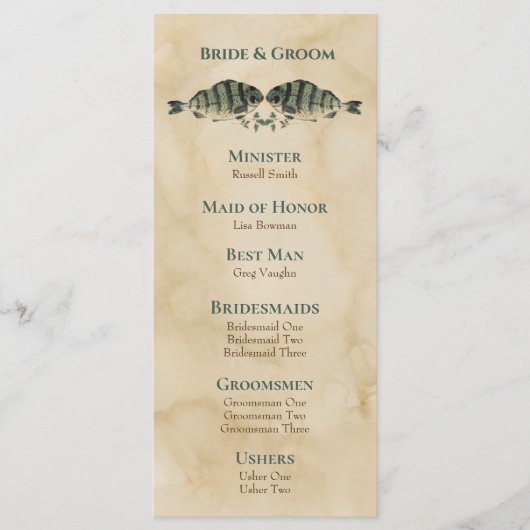 ヴィンテージ水彩魚結婚式 プログラム (正面)