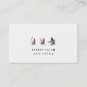 ヴィンテージ水彩魚釣りフック魚釣り 名刺 (正面)