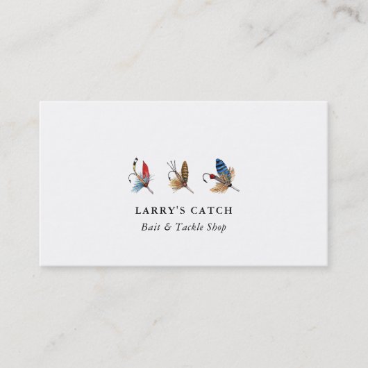 ヴィンテージ水彩魚釣りフック魚釣り 名刺 (正面)