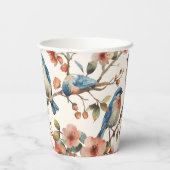ヴィンテージ水彩鳥花紙カップ 紙コップ (裏面)