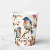 ヴィンテージ水彩鳥花紙カップ 紙コップ (右)