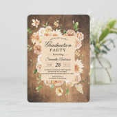 ヴィンテージ水彩黄色とオレンジ色の花のフレーム 招待状 (スタンド正面)