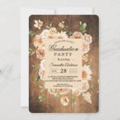 ヴィンテージ水彩黄色とオレンジ色の花のフレーム 招待状 (正面)