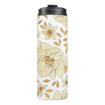 ヴィンテージ水彩黄褐色フローラルパターン