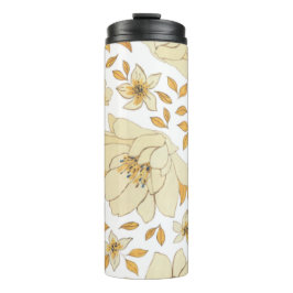 ヴィンテージ水彩黄褐色フローラルパターン タンブラー