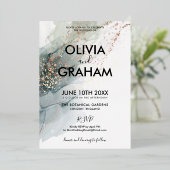 ヴィンテージ水彩(ばちゃばちゃ)跳ねる箔招待状 箔招待状 (立ち正面)