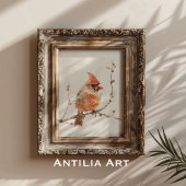 ヴィンテージ水彩（鳥）ショウジョウコウカンチョウオンブランチ ポスター