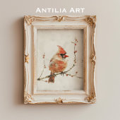 ヴィンテージ水彩(鳥)ショウジョウコウカンチョウオンブランチ ポスター