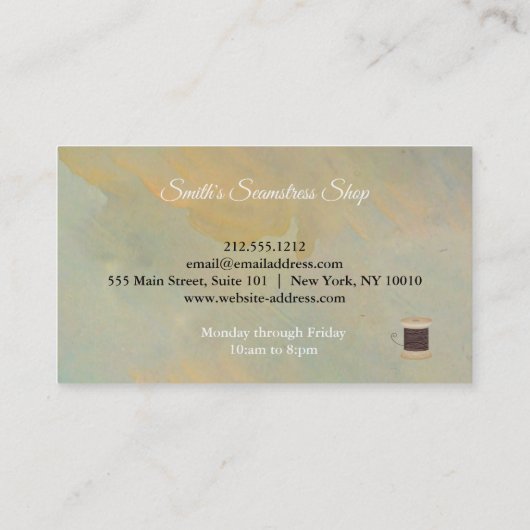 ヴィンテージ水彩Seamstress名刺 名刺 (裏面)
