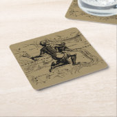 ヴィンテージ水族座Hevelius 1690 スクエアペーパーコースター (アングル)