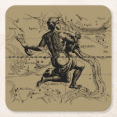 ヴィンテージ水族座Hevelius 1690 スクエアペーパーコースター (正面)