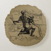 ヴィンテージ水族座Hevelius 1690 ラウンドクッション (正面)