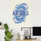 ヴィンテージ水族館〔占星術の〕十二宮図抽象芸術波標識 ポスター (ホームオフィス)
