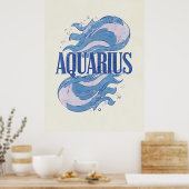 ヴィンテージ水族館〔占星術の〕十二宮図抽象芸術波標識 ポスター (キッチン)