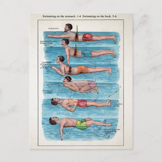ヴィンテージ水泳案内はがき ポストカード (正面)