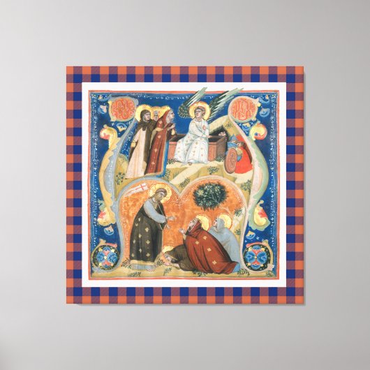 ヴィンテージ水牛のチェックで宗教的なイースターアート キャンバスプリント (正面)