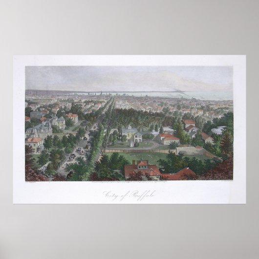 ヴィンテージ水牛NYの絵図(1872) ポスター (正面)