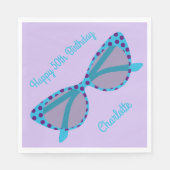 ヴィンテージ水玉模様キャットアイグラス50の誕生日 スタンダードランチョンナプキン (正面)