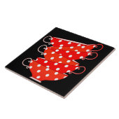 ヴィンテージ水玉模様ティーカップ赤白お洒落黒 タイル (側面)