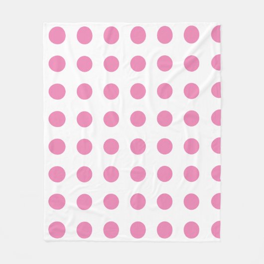 ヴィンテージ水玉模様ピンクホワイトカラーレトロクラシック フリースブランケット (正面)