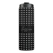 ヴィンテージ水玉模様ブラックグレーカラーレトロ名 タンブラー (正面)