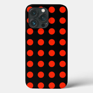 ヴィンテージ水玉模様ブラックレッドカラーレトロ クラシカル iPhone 13 PROケース