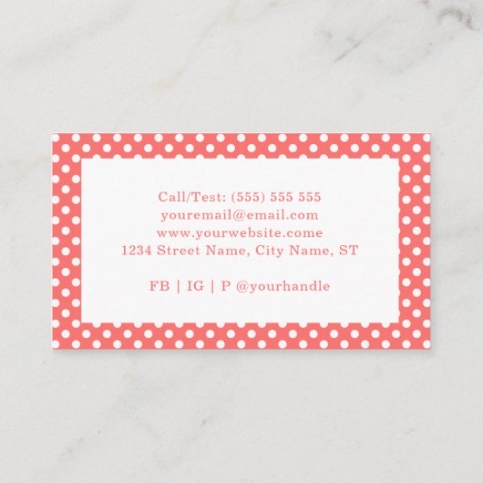 ヴィンテージ水玉模様ベーカリーとスイーツ 名刺 (裏面)