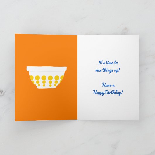 ヴィンテージ水玉模様ミキシングボウルカスタム誕生日 カード (内部)