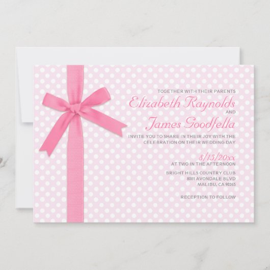 ヴィンテージ水玉模様結婚式招待状 招待状 (正面)