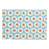 ヴィンテージ水玉模様緑の赤いバラの花 枕カバー (裏面)