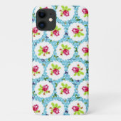 ヴィンテージ水玉模様緑の赤いバラの花 Case-Mate iPhoneケース (裏面)