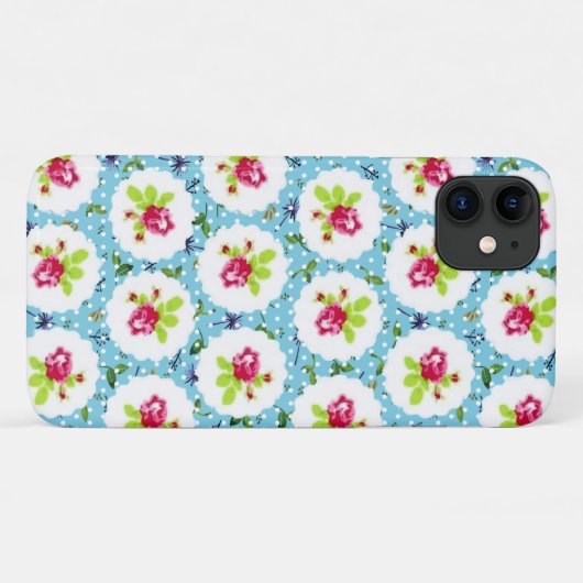 ヴィンテージ水玉模様緑の赤いバラの花 Case-Mate iPhoneケース (裏面(横))