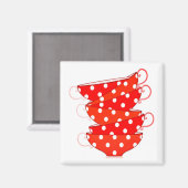 ヴィンテージ水玉模様茶 マグネット (正面/裏面)