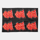 ヴィンテージ水玉模様赤と白お洒落 キッチンタオル (横)