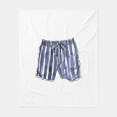 ヴィンテージ水着ストライプの水トランクス毛布 フリースブランケット (正面)