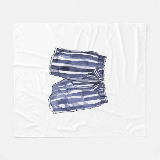 ヴィンテージ水着ストライプの水トランクス毛布 フリースブランケット (正面(横))