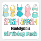 ヴィンテージ水着プールパーティー スクエアシール (正面)