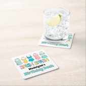 ヴィンテージ水着プールパーティー スクエアペーパーコースター (インサイチュ)