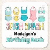 ヴィンテージ水着プールパーティー スクエアペーパーコースター (正面)