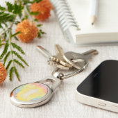 ヴィンテージ水絵画色の天使と虹 キーホルダー (側面)