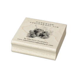 ヴィンテージ水色いちごジャム瓶ラベル ラバースタンプ