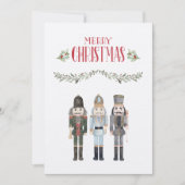 ヴィンテージ水色くるみ割りトリオクリスマスカード (正面)