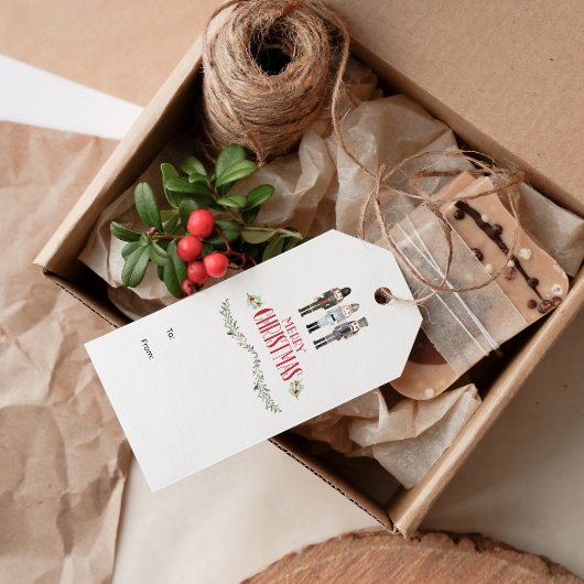 ヴィンテージ水色くるみ割りトリオクリスマス ギフトタグ